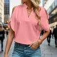 thumbnail image 2 of Women Blouses Nice Dressy Shirts for Women 4xlt T Shirts All Womens Tops Undershirt Womens Casual Summer Long Button up Shirt Woman Casual Blouse Shirt for Blouse Elegant Athletic Pink L, 2 of 7
