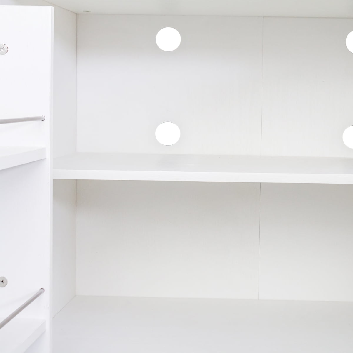 GZXS Freestanding White Kitchen Pantry Cabinet with Door Racks, and Back Cable Management, 5-Tier Wooden Storage Cupboard, 31.5"L x 21.65"W x 62.99"H
