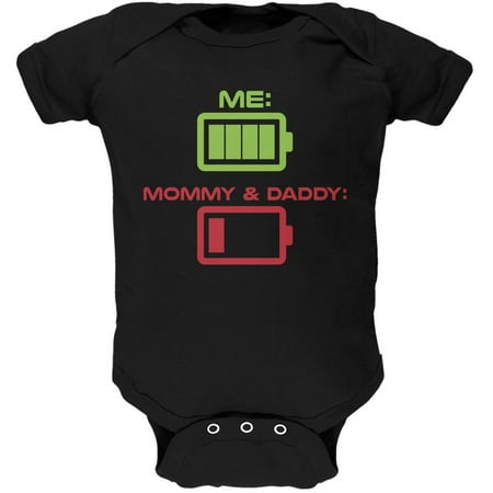 

Funny Child Battery Black Soft Baby One Piece - 0-3 months
