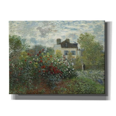 Epic Graffiti 'The Artist’s Garden In Argenteuil' by Claude Monet, Giclee Canvas Wall Art, 34"x26"