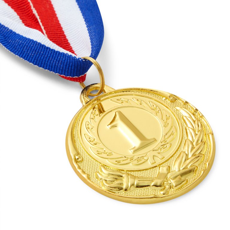 Express Medals 2-Inch Die-Cast Gold Medal – With Red White Blue Ribbon & Clip
