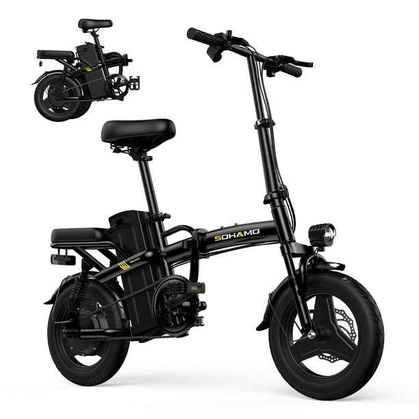 SOHAMO 14” Electric Bike for Adults, 350W Motor Folding Electric Bike