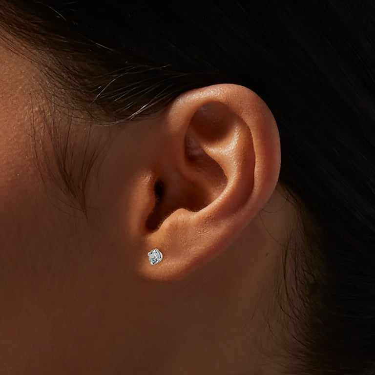 Claire s Teen Girls Clear Round Cubic Zirconia Stud Earrings 4mm 8 Pack
