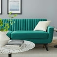 thumbnail image 7 of Tufted Sofa, Velvet, Teal Blue, Modern Contemporary Urban Design, Living Lounge Room Hotel Lobby Hospitality, 7 of 7