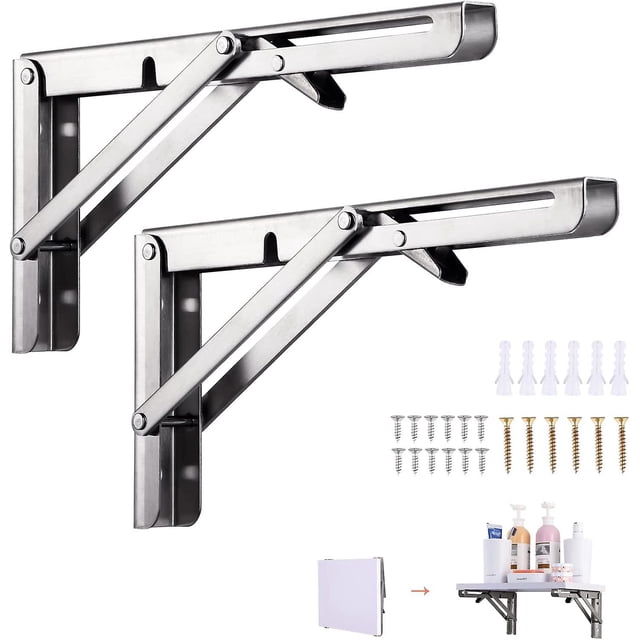 2 Pcs Support de Console Pliant en Acier Inoxydable, Support de Console Pliant Rétractable Robuste