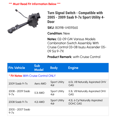 thumbnail image 2 of Turn Signal Switch - Compatible with 2005 - 2009 Saab 9-7x Sport Utility 4-Door 2006 2007 2008, 2 of 2
