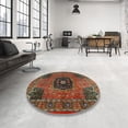thumbnail image 3 of Ahgly Tapis Rond Traditionnel Persan Marron pour Intérieur, 4 Pieds Rond, 3 of 6