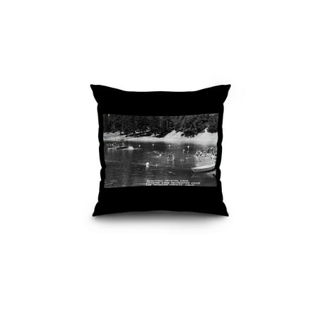 Los Angeles, California - Crystal Lake Recreation Camp Photograph (16x16 Spun Polyester Pillow, Black (Best Crystal To Put Under Pillow)