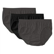 Barely There by Bali Women`s Comfort Revolution Microfiber Seamless Hipster (Pack of 3) (1 Black / 2 Gravel Grey)