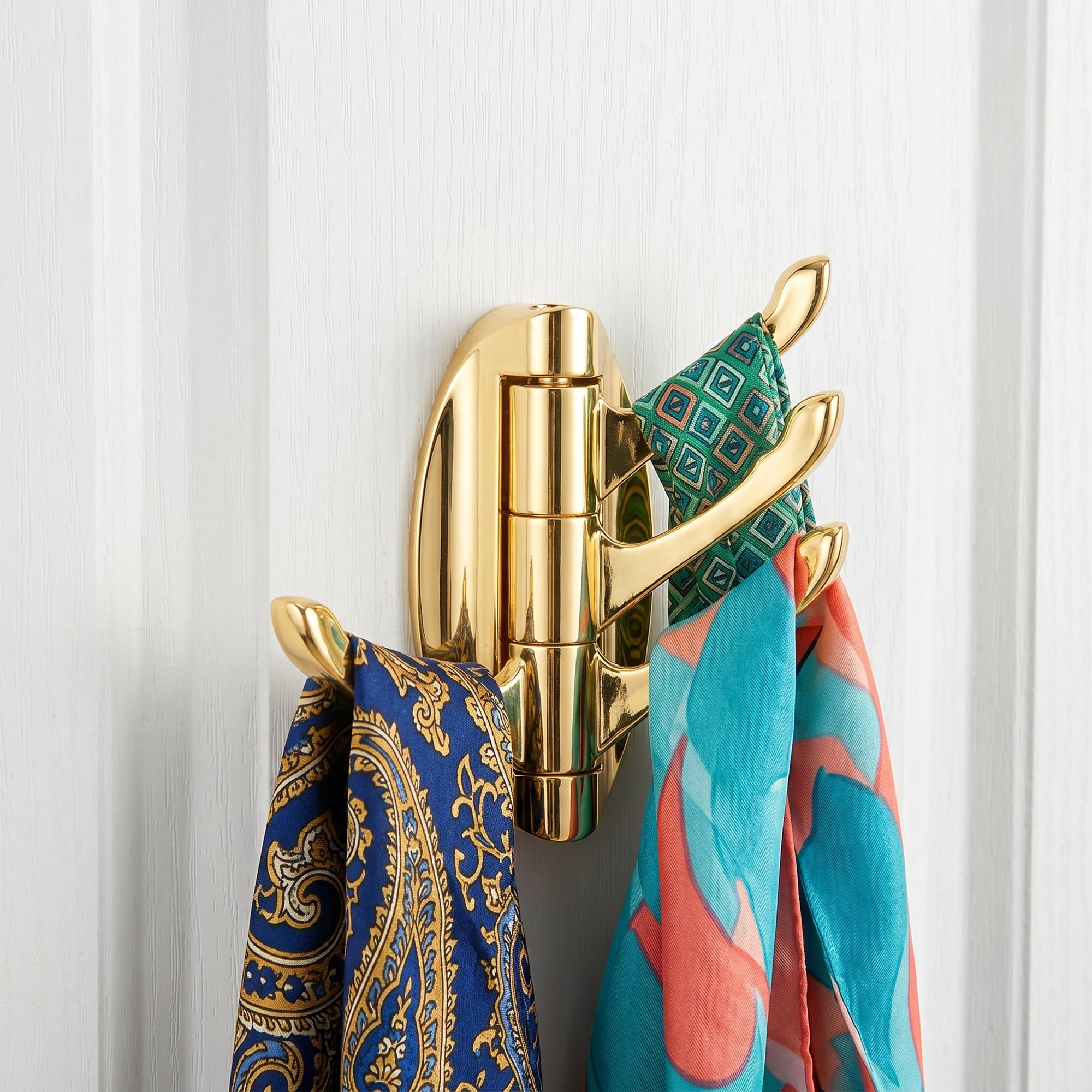 Unique Bargains Utility Hooks 2Pcs Metal Durable Home Decor Wall Hooks Gold 1.8" x 3.3"
