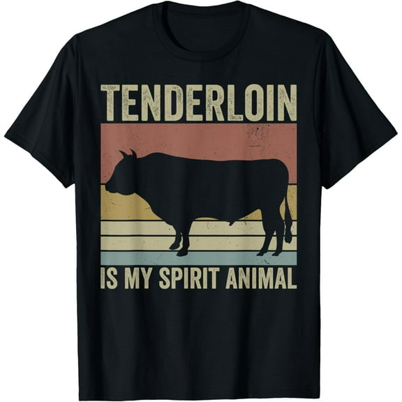 Tenderloin is my spirit animal, beef steak lover, carnivore T-ShirtMen and women, Black T-shirt, size: Extra large