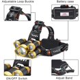 thumbnail image 3 of Faro delantero LED CREE superbrillante, 4 modos, 12000 lúmenes, 5 faros LED con batería recargable, cargador de coche, cargador de pared y cable USB, ideal para correr, acampar, senderismo y más (dorado) Ormromra WMZL-1528, 3 of 7
