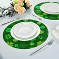 thumbnail image 4 of SKYSONIC St. Patrick's Day Lucky Clovers Round Placemats for Dining Table Non-Slip Heat-Resistant Polyester Table Mats Set of 6 Washable Table Mats for Kitchen Dining Table Decoration, 4 of 5
