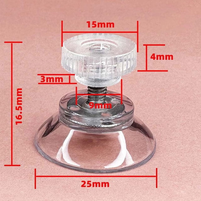Ventosa de tornillo de 25 mm M4 M5 fuerte PVC transparente sin clavos con ventosa de tuerca
