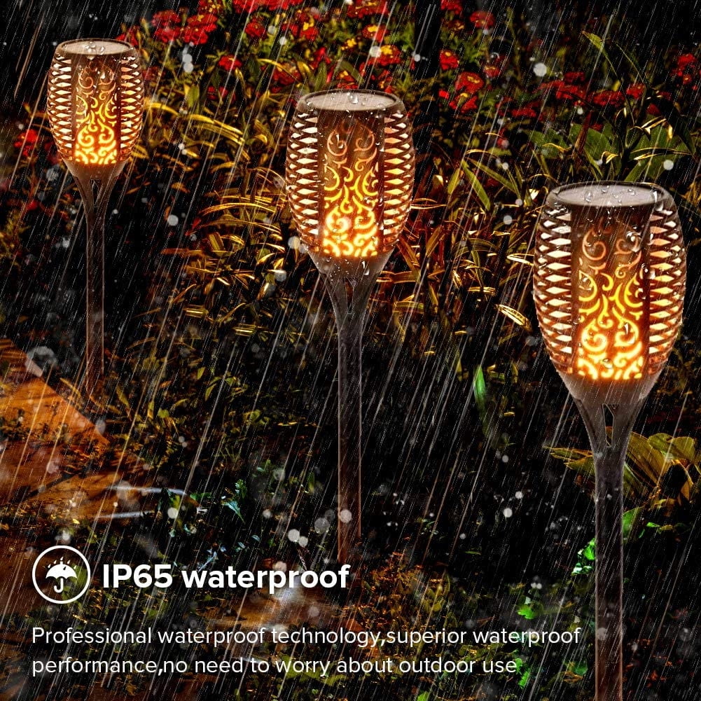 Solar Halloween Lights Outdoor Waterproof Lighting Landscape Path Patio Driveway Garden Yard Decorations-Dusk to Dawn Auto On/Off Upgraded 33 LED Solar Torch Lights with Dancing Flickering Flames 