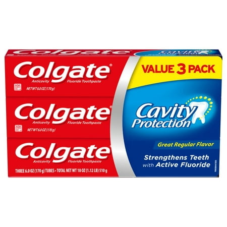 Colgate Cavity Protection Toothpaste with Fluoride, Great Regular Flavor - 6 Ounce, 3 (Best Toothpaste For Pyorrhea)