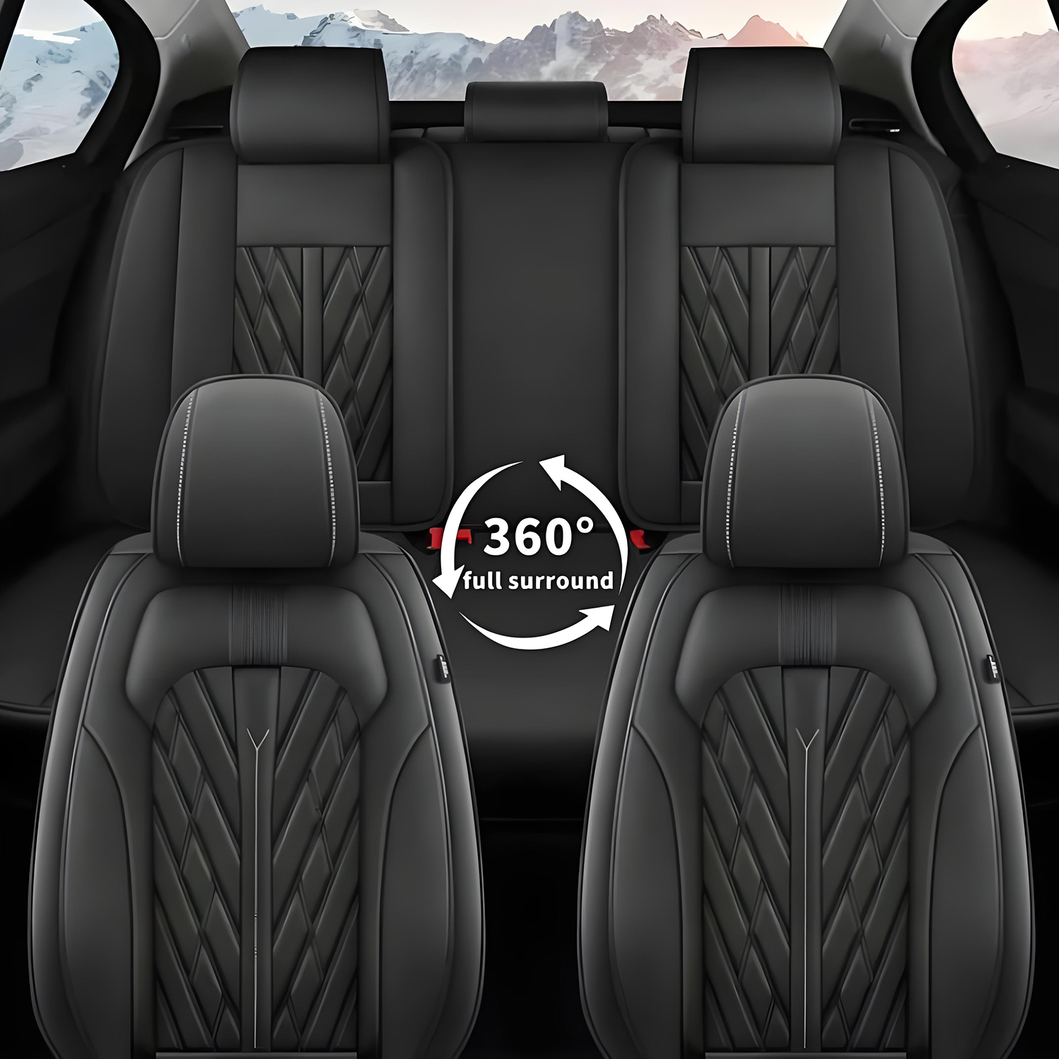BaiCH Car Seat Covers, Breathable and Waterproof Faux Leather Automotive Seat Covers for Cars SUV Truck Sedan,Universal Anti-Slip Driver Seat Cover with Backrest (Full Seat, Black)