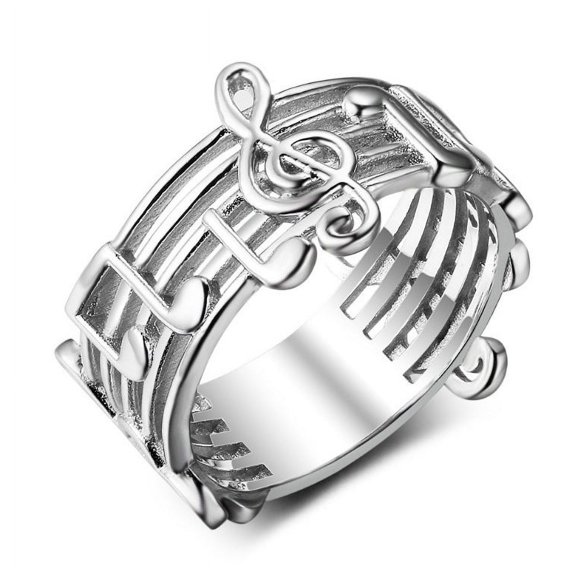 Womens European American Alloy Letter/Number/Text Fashion Ring, Trendy Accessory for Music Lovers