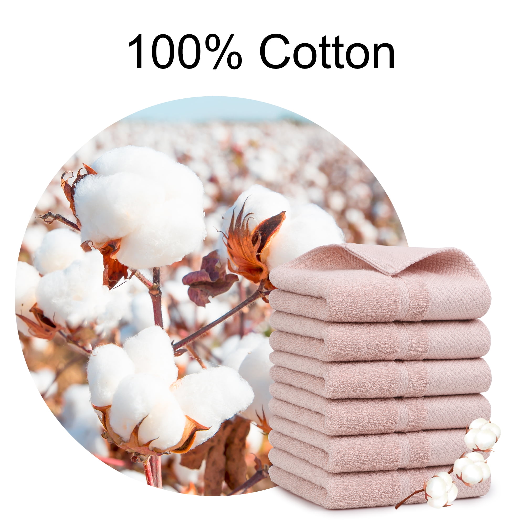 Unique Bargains 100% Cotton Absorbent Hand Towel Set 14"x30" Misty Rose 6 Pcs