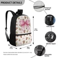 thumbnail image 5 of Binienty Pink Bow Highland Cow Kids Backpack Spacious 17 Inch School Bag with Built-in Laptop Sleeve Adjustable Straps Front Pocket Travel Daypack for Students, 5 of 6