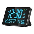thumbnail image 1 of Reloj de pared digital con alarma de temperatura alta entre semana y LED rectangular Azul, 1 of 9
