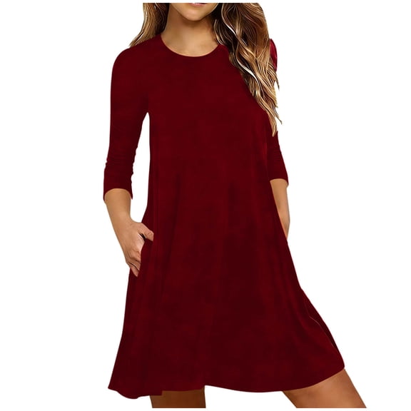 Ohufall Women's Nightgown 3/4 Sleeve Nightshirt Crew Neck Sleep Shirt Loose Loungewear Casual Sleepwear