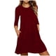 thumbnail image 1 of Vestido Largo de Manga Larga para las Mujeres Color Sólido Cuello Redondo Suelto Medio Ternera Vestido de Noche, Vestido Casual de Manga Larga para las Mujeres Dormir, 1 of 7