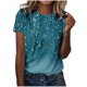 thumbnail image 1 of Camisetas de Manga Corta para Mujeres Moda Impresa Cuello Redondo Camiseta, Lentejuelas Detalle para Primavera Verano Casual Y Fiesta, 1 of 8