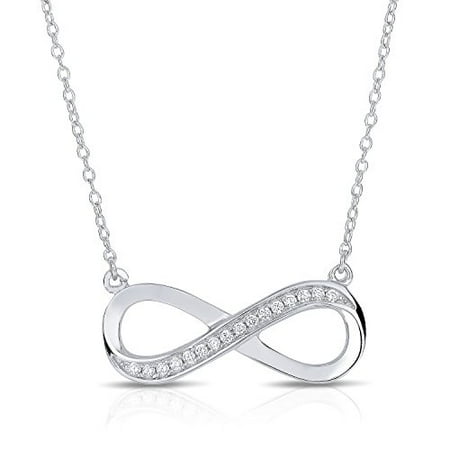 Tilo Jewelry 925 Sterling Silver Cubic Zirconia CZ Infinity Necklace - Women, Girls