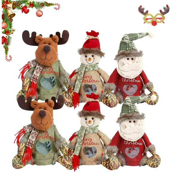 Christmas Gift Bags Zipper Design,Christmas Doll Gift Bags, Christmas Zipper Gift Bags Set of Reusable Pouches, Holiday Wrapping Solution for All Gifts,6pcs