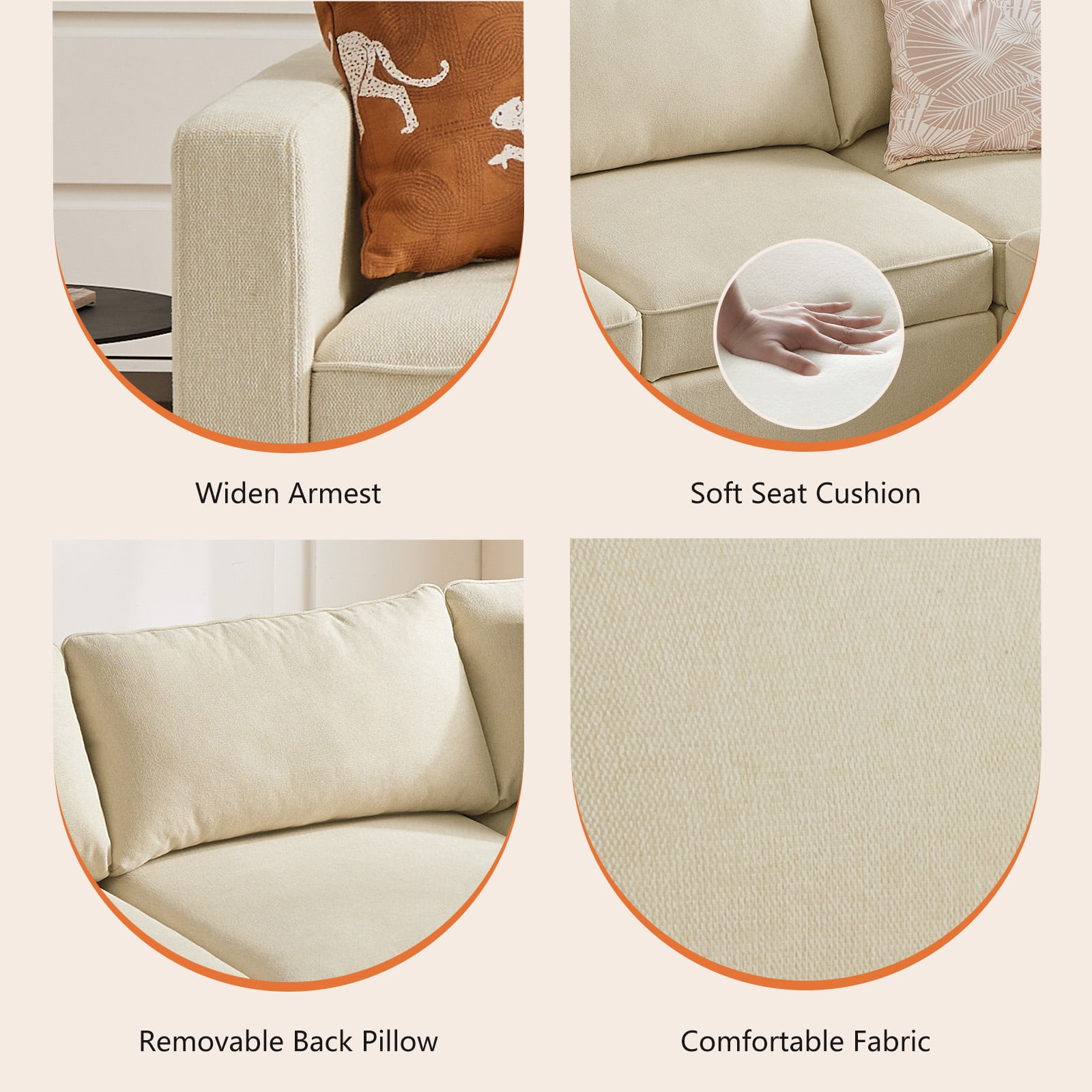 Sectional Sofa Couch, 5 Seat Sofa Set with Storage for Living Room, Modern Modular Sofa Sleeper with Ottoman, Beige