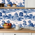 thumbnail image 5 of Peel and Stick Wallpaper Contact Paper Blue White Vintage French Country Farmhouse Temporary Nursery Statue Self Adhesive and Removable 23.6in x 118in, 5 of 8