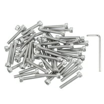 Uxcell 50 Pcs M4 x 25mm Hex Socket Head Cap Screws Bolts, 304 Stainless Steel Screws with Wrench