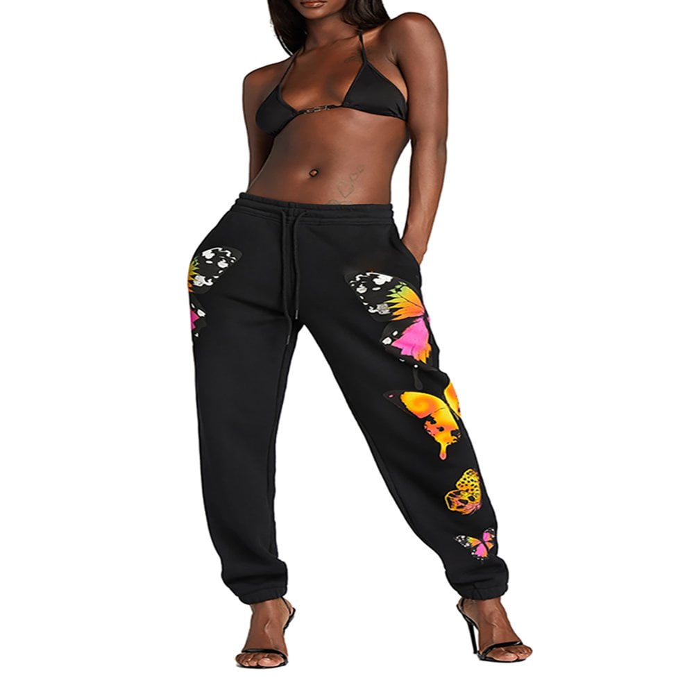 Femmes Casual Pièce Zip Survêtement Ensemble Papillon Imprimé en