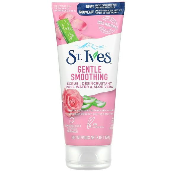 St. Ives, Gentle Smoothing Scrub, Rose Water & Aloe Vera, 6 oz Pack of 2