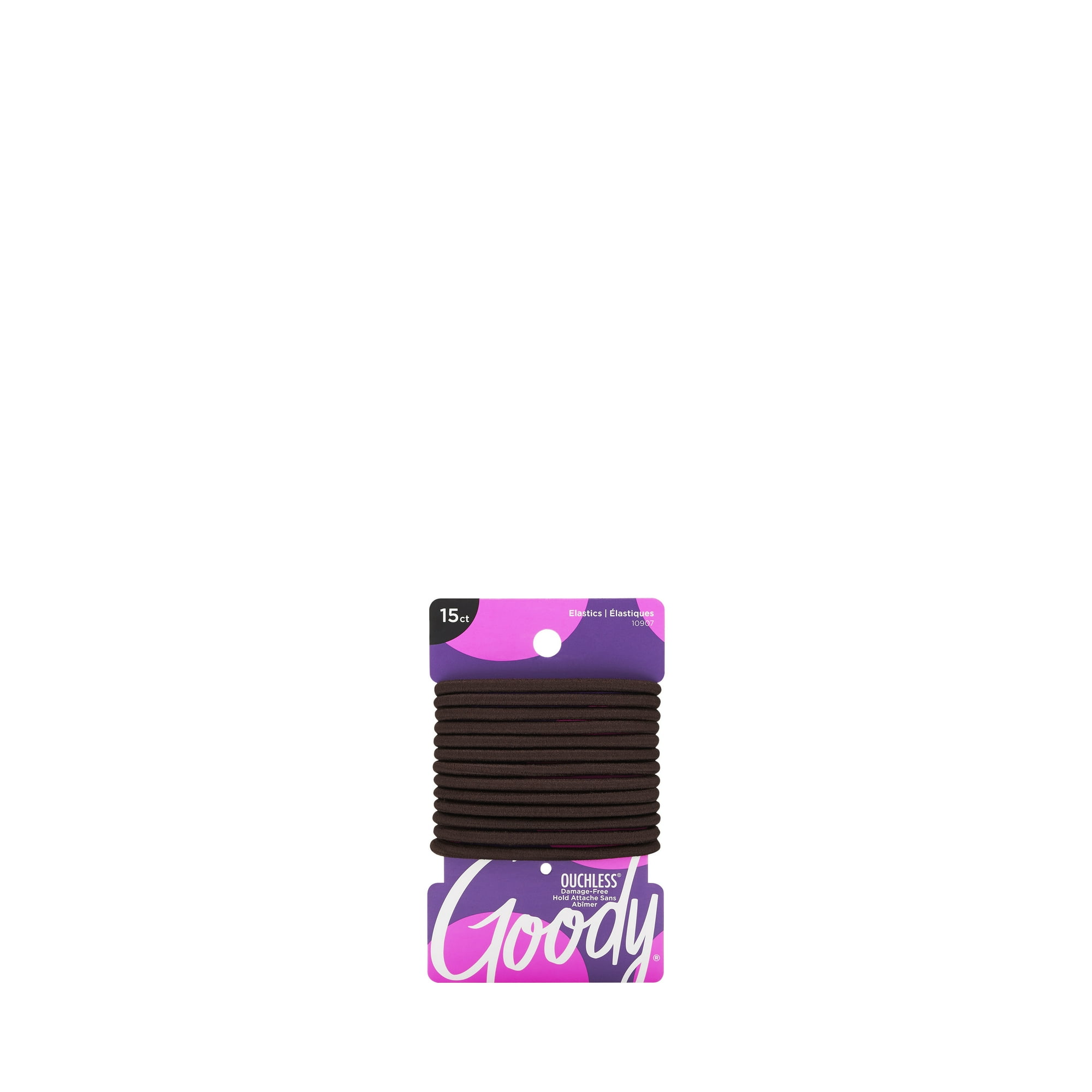 Goody Ouchless Damage-Free No-Metal Hair Ties, Brown, 15 Count