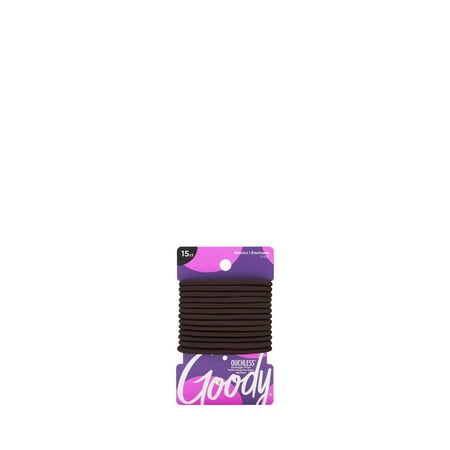 Goody Ouchless Damage-Free No Metal Hair Ties, Hair Elastic Ponytail Holder, Brown, 15 Ct