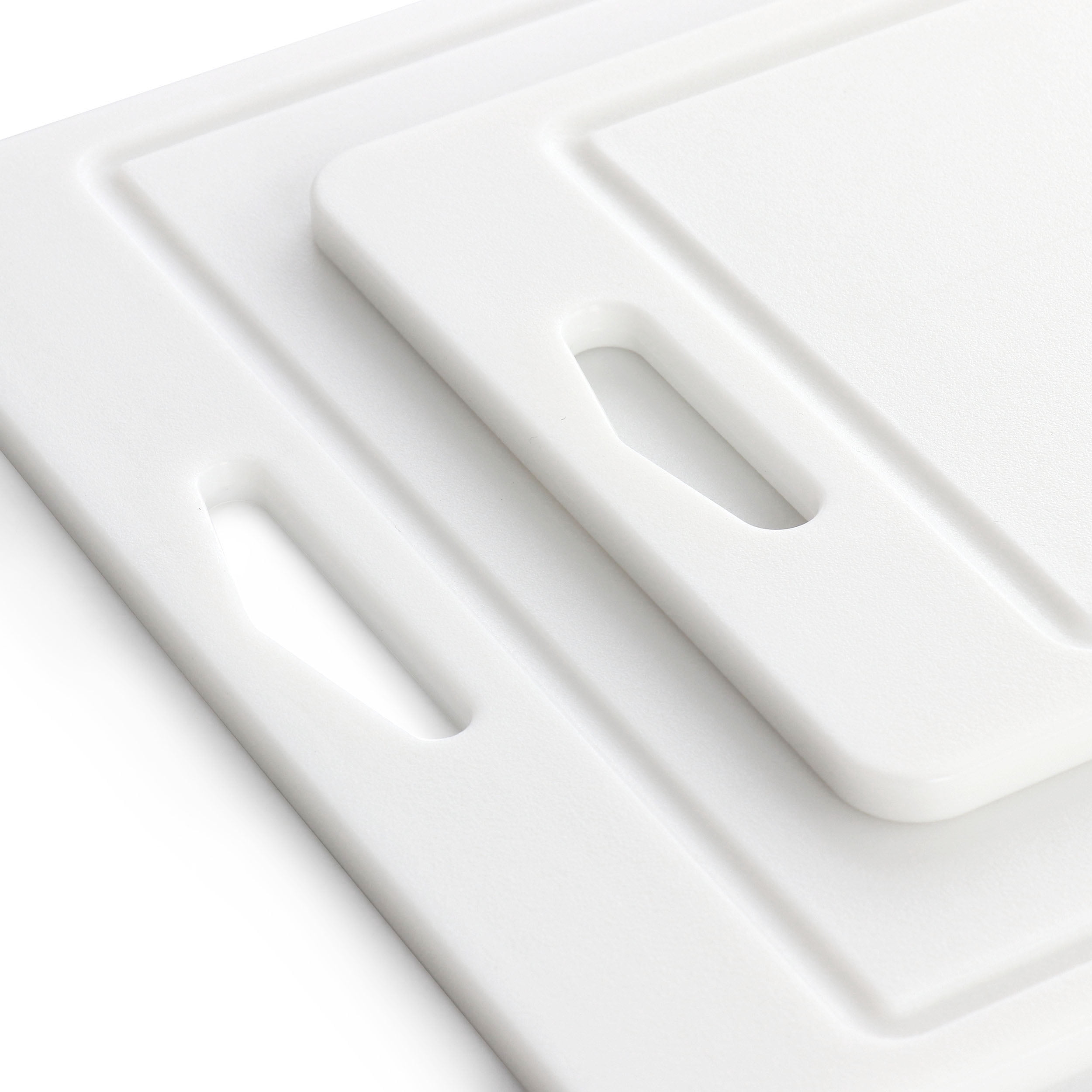 Martha Stewart Everyday Fayer 2 Piece Polypropylene 16in and 12in Cutting Board Set in White