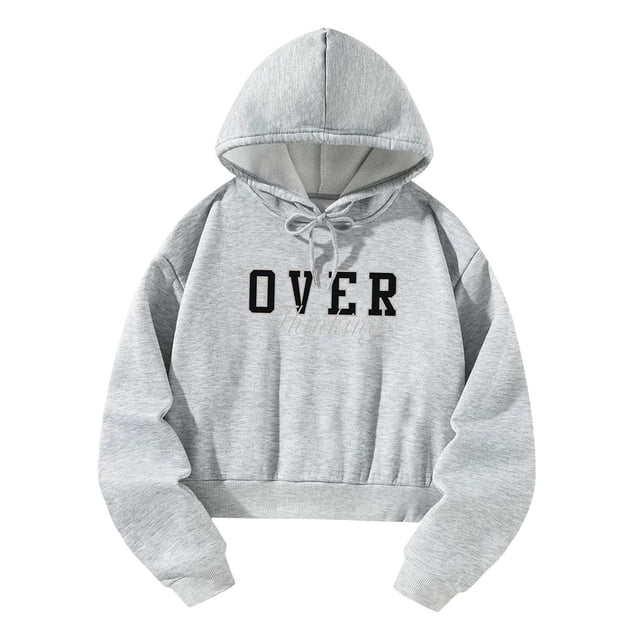 Sudadera recortada Top de manga larga sudaderas con capucha para mujer primavera otoño ropa deportiva básica M