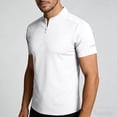 thumbnail image 2 of Men's Quarter Zip Pullover Men Running Shirt Slim Fit Short Sleeve Moisture Wicking Quick Dry Athletic Workout Shirts Size 3XL White, 2 of 9