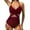Wine, variant on Holiday Promotion UTSJKR Women V Neck One Piece Swimsuit Wrapped Mesh Tummy Control Bathing Suit with Adjustable Spaghetti Straps Black 8