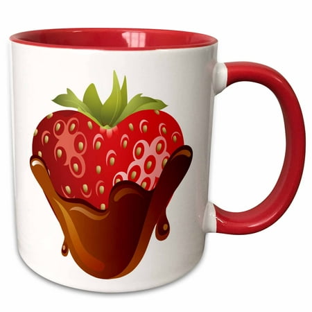 3dRose Red Strawberry Dipped In Chocolate Graphic - Two Tone Red Mug, (Best Chocolate For Dipping Strawberries)