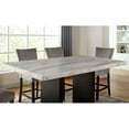 thumbnail image 3 of Dining Table w White Marble Top 6x Dining Chairs Nailhead Trim Gray 7pc Counter Height Dining Set, 3 of 10