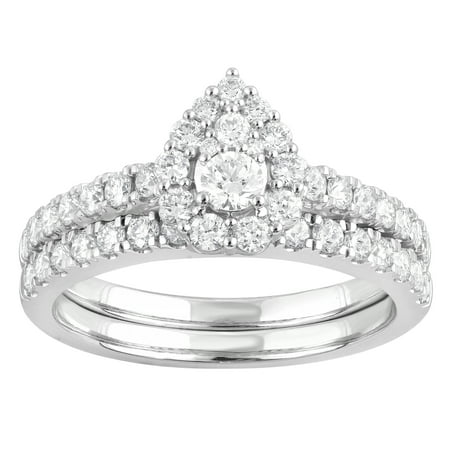 Unique Moments 1 Ct Lab Grown Diamond Wedding Bridal Set in 10K White Gold for Women (J, SI-I1)
