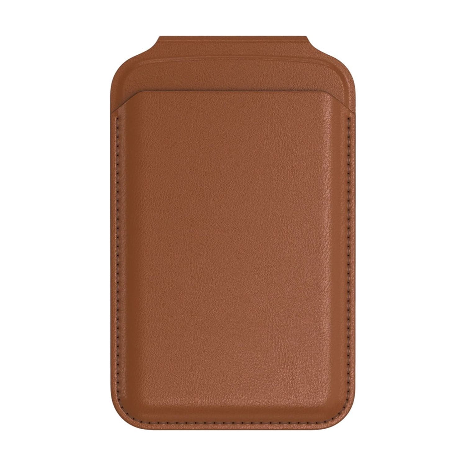 Leather Wallet Card Sleeve with Magnetic Stand Function - Brown