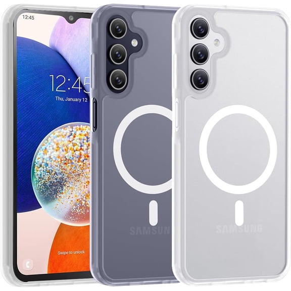 Magnetic Case for Samsung Galaxy A14 5G, Translucent Matte Anti-Fingerprint,Slim Fit Shockproof Protective Phone Case for Galaxy A14 5G Case (Transparent White)