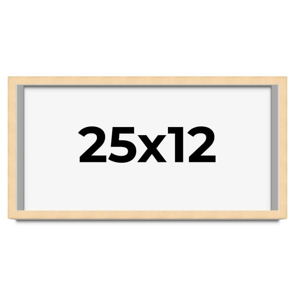 25x12 Frame Natural Wood Picture Frame | 0.75 Inch Moulding Width | with UV Acrylic Plexiglass,