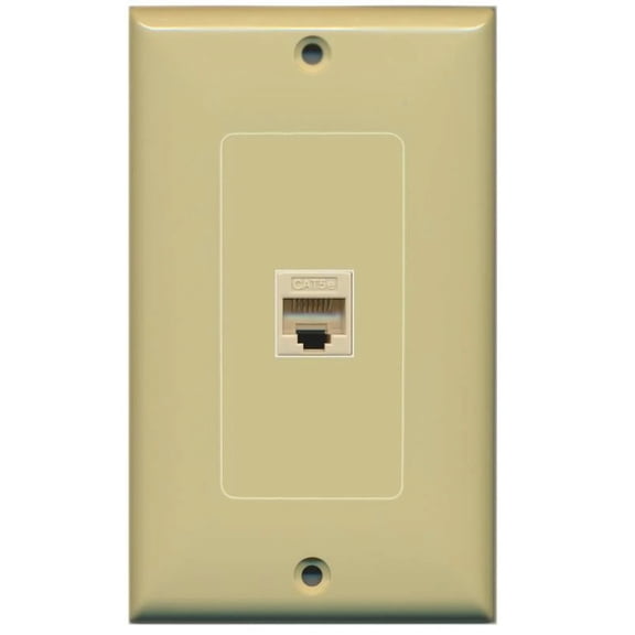 RiteAV Decorative 1 Gang 1 Port Cat5e Wall Plate - Ivory/Ivory