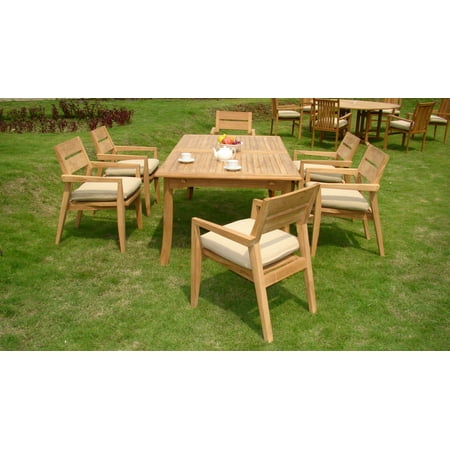 Arm 7 Pc Teak Dining Set:6 Seater 7 Pc -118