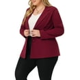 thumbnail image 4 of Agnes Orinda Women's Plus Size Fall Workwear Notched Lapel Button Down Office Blazer 1X Burgundy, 4 of 6